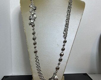 Vintage Silver Tone Lia Sophia Chain Necklace ( 2567)