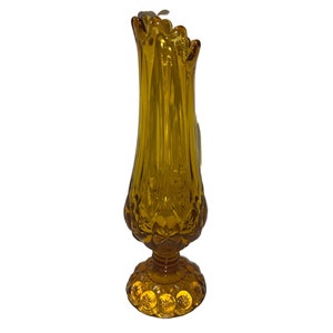 Vintage Kanawha Amber Moon & Stars Swung Glass Vase