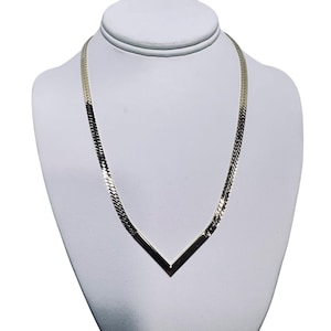 Vintage 20&quot; Gold Tone Herringbone V Drop Necklace (5825)
