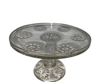 Vintage Riverside Glass EAPG Chrysanthemum Pedestal Cake Stand