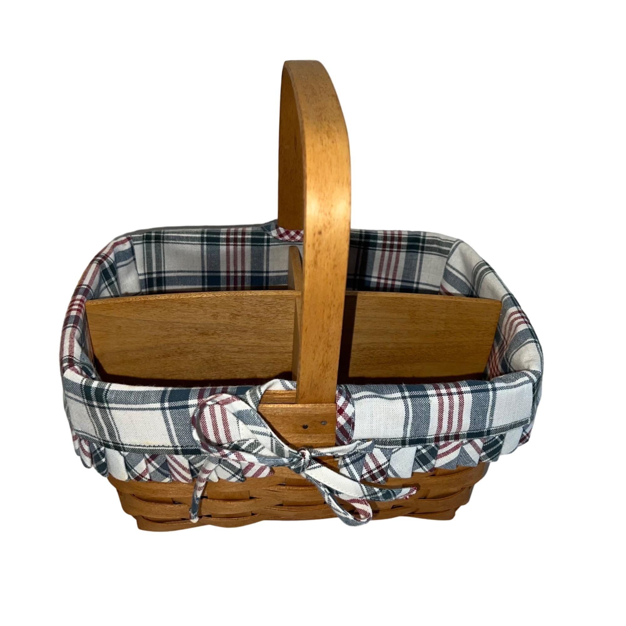 Longaberger Basket With Divider and Plaid Cloth Liner - Etsy