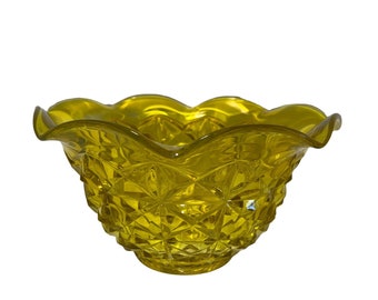 Vintage Tiffin-Franciscan Williamsburg Banana Yellow Crimped Glass Bowl