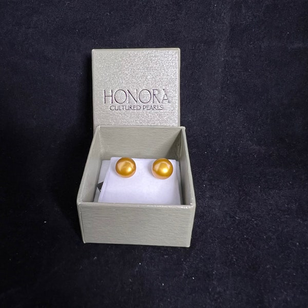 Vintage Honora Gold Cultured Pearl Sterling Silver Pierced Earrings (2756)