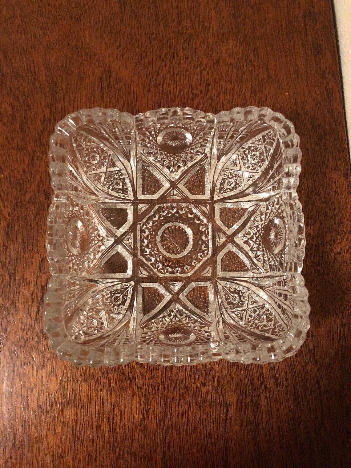 Imperial Glass mark Square Pressed Clear Glass BowlSawtooth Etsy