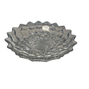 Plato para bombones vintage Fostoria de vidrio transparente americano de tres patas