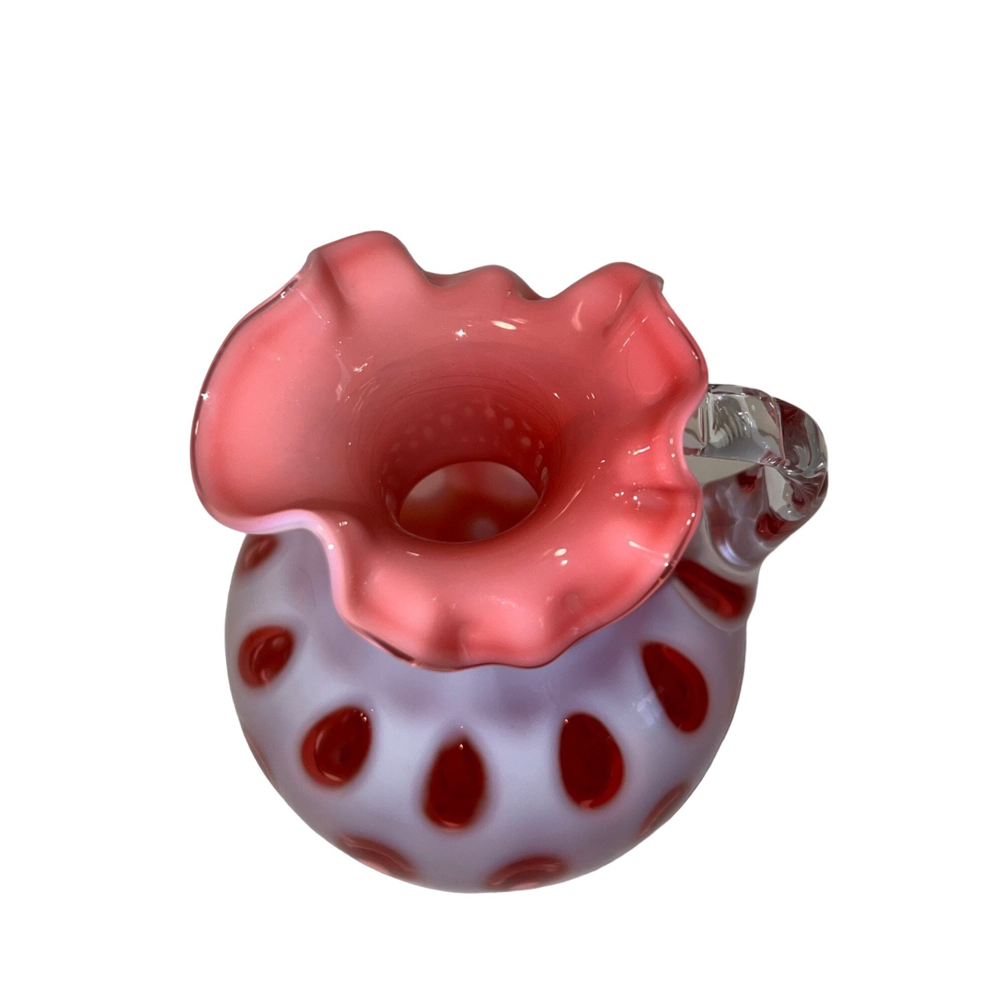 ヴィンテージ フェントン クランベリー コイン ドット ガラス