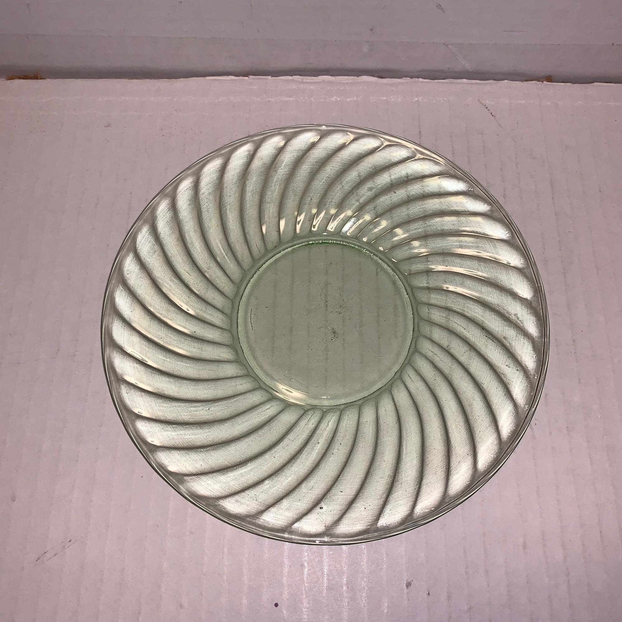 Green Depression Glass Dessert Plates With Swirl Pattern 6 Etsy