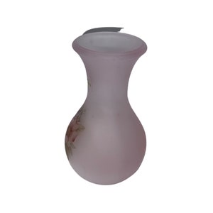 Vintage Viking Frosted Pink Floral Glass Vase 6&quot;