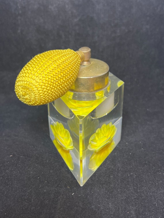 Jane Art Lucite Reverse Carved Yellow Rose Perfum… - image 2