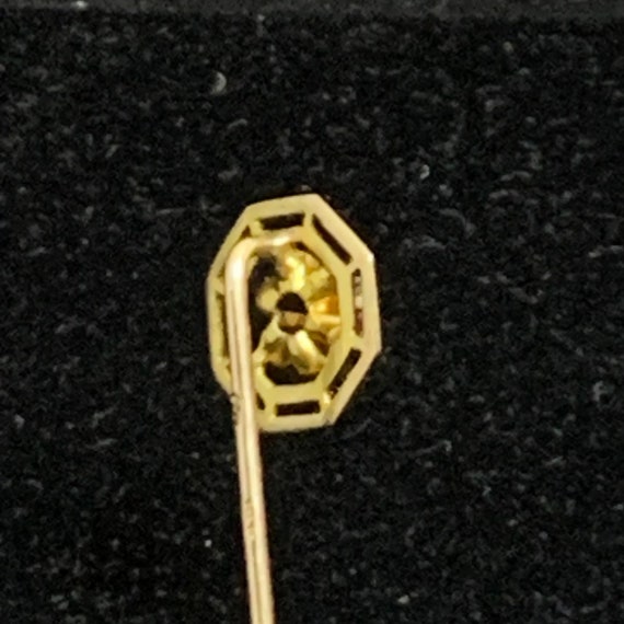 Vintage 10K Yellow Gold Floral Stick Pin With Pin… - image 6