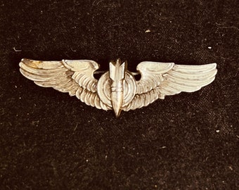 Vintage Amico US Military Bombardier Sterling Silver Badge Pin 1 5/8&quot;  (3807)