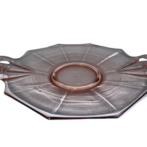 Vintage Fostoria Pink Cake Plate with Handles