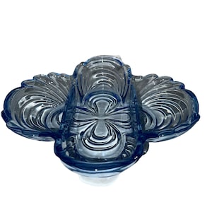 Vintage Cambridge Glas Caprice Mondschein Blau Glas geteiltes Relish Tablett