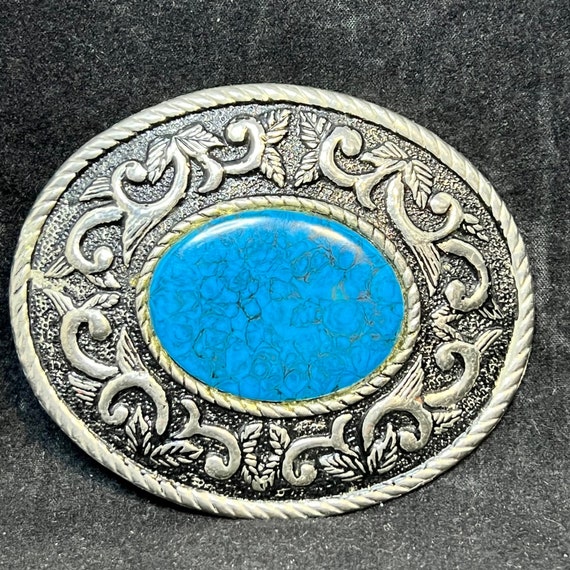 Oval Turquoise Stone Belt Buckle with Engraved Scrolling 37902_550x.png?v=1692799894 main image 4