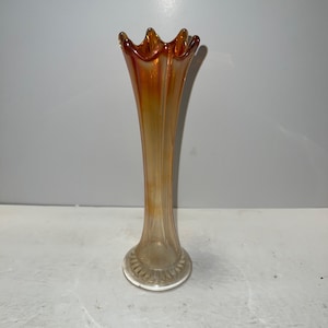 Vintage Marigold Carnival Glass Vase  9 1/2&quot;