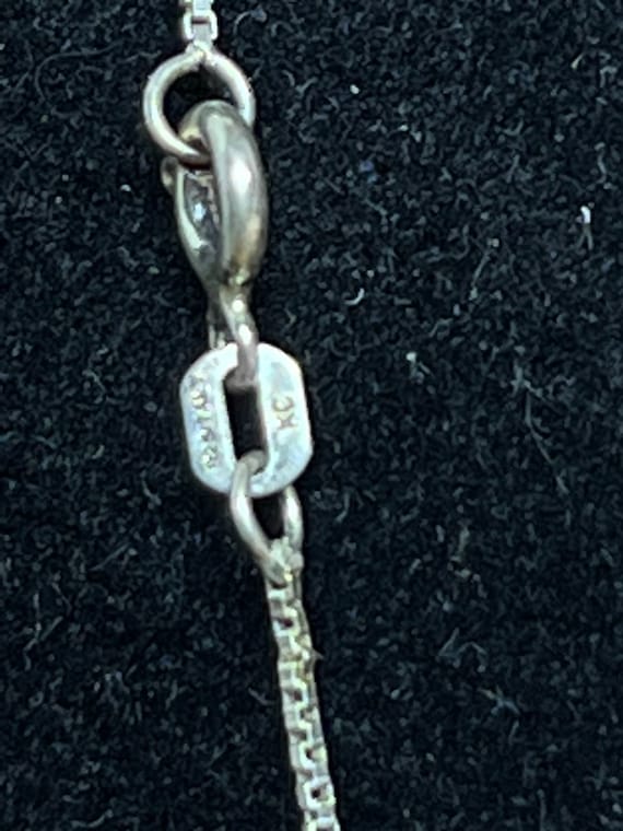 Vintage KC Sterling Silver Box Chain Necklace With Ba… Gem