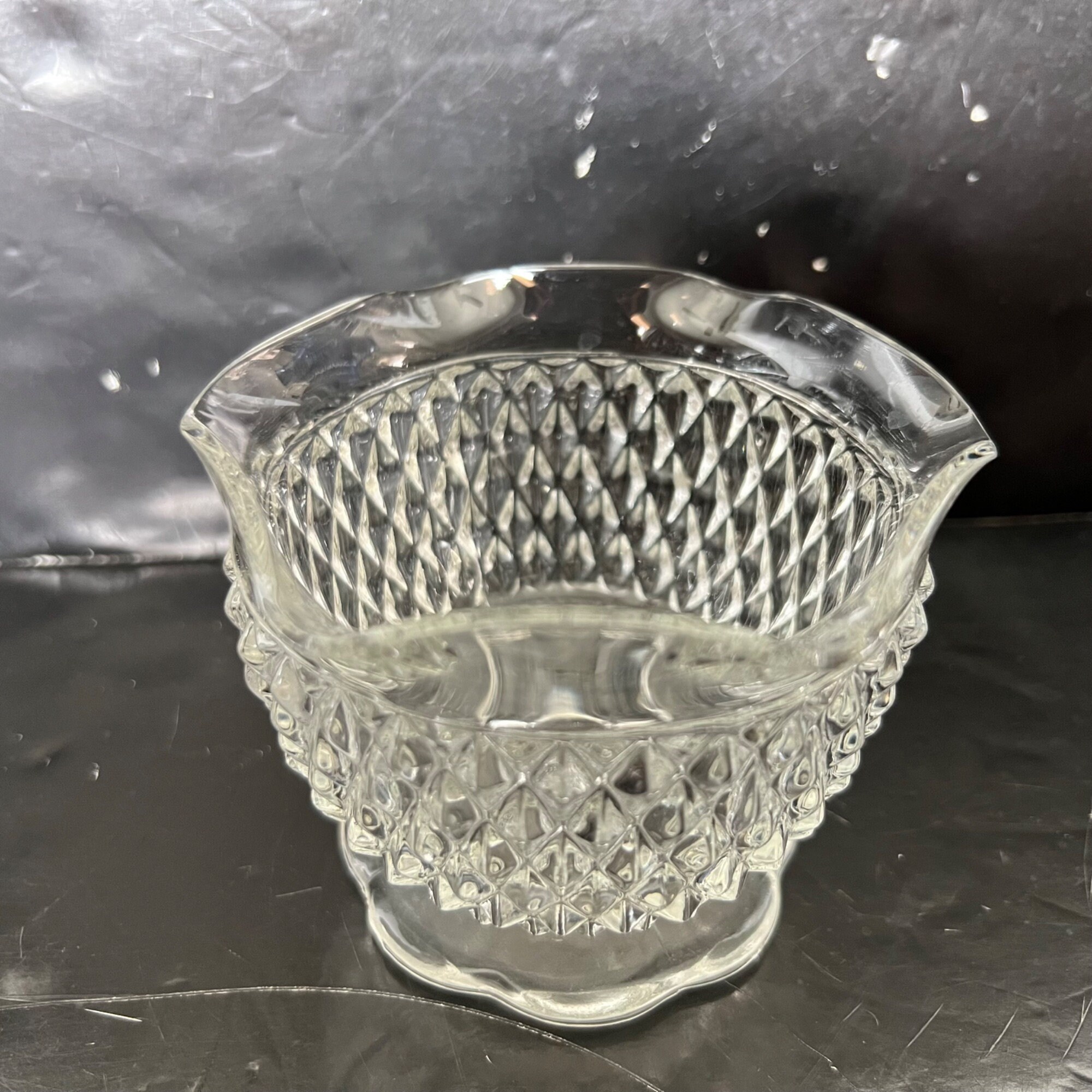 Vintage Indiana Glass Clear Diamond Point Glass Candy Dish