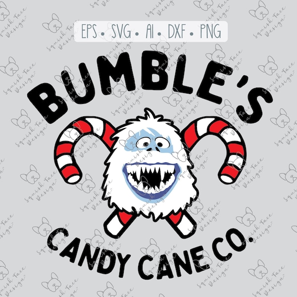 Bumble Candy Cane Co, Abominable Snowman, Rudolph, Christmas, Crafts, Holiday, Clipart, Cricut, svg eps,ai,dxf,png, digital INSTANT DOWNLOAD