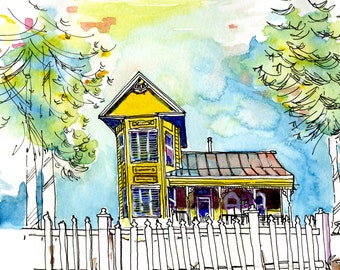 Custom Home Portrait Illustration - Original House Watercolor