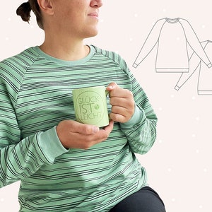 Pullover &quot;Rieke Raglan&quot; (Nähanleitung & Schnittmuster, Größe 32 bis 54) DEUTSCH