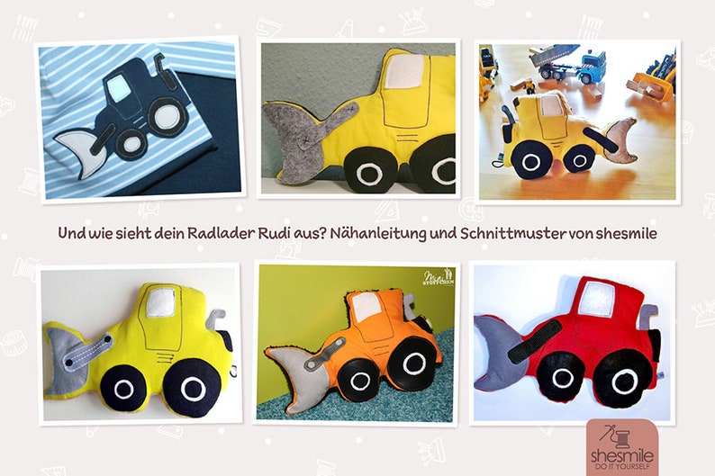 Radlader-Kuschelkissen Rudi Nähanleitung & Schnittmuster DEUTSCH image 2