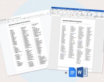 Liste Kulturtasche Packliste Packliste 