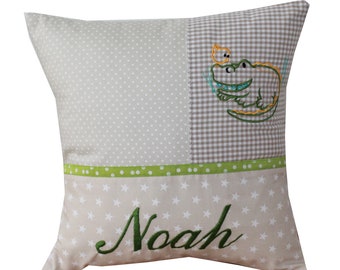 Cuddly cushion with crocodile and desired name