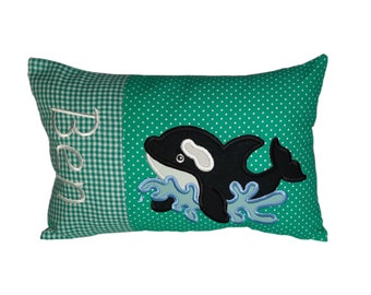 Cuddly pillow with orca and desired name