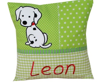 Cuddly pillow with dog and desired name