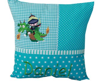 Cuddly pillow with dragon and desired name