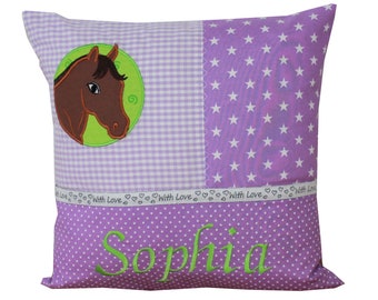 Cuddly pillow with horse and desired name