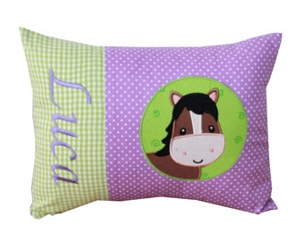 Cuddly pillow with horse and desired name