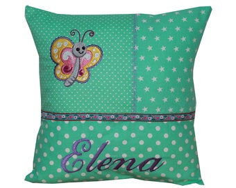 Cuddly pillow with butterfly and desired name