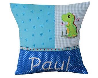 Cuddly pillow with dino and desired name