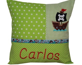 Cuddly pillow with pirate ship and desired name