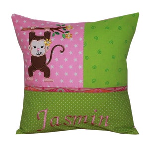 Cuddly pillow with monkey and desired name image 1
