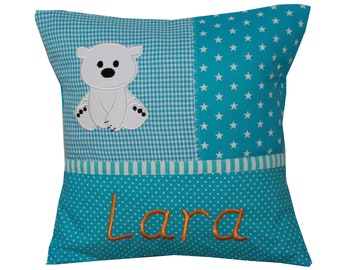 Cuddly pillow with polar bear and desired name