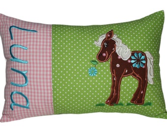 Cuddly pillow with horse and desired name