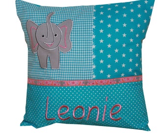 Cuddly pillow with elephant and desired name