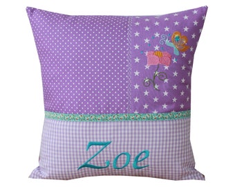 Cuddly pillow with butterfly and desired name