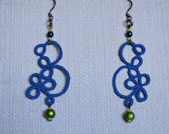 Tatted Earring, Cobalt with loops