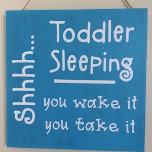 Toddler Sleeping Door Hanger; Toddler Sleeping Sign; Handmade Toddler Sign; Baby Sleeping; Child Sleeping; Daycare Door Hanger