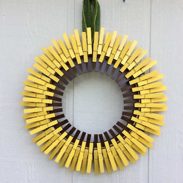 Sunflower Clothespin Wreath - Etsy