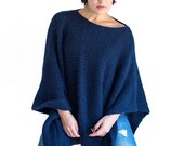 Knit poncho sweater handmade in alpaca wool.