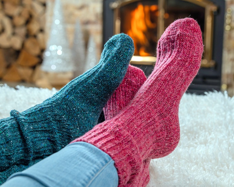 Mens knit socks Knitted thick wool socks for men Cozy Etsy