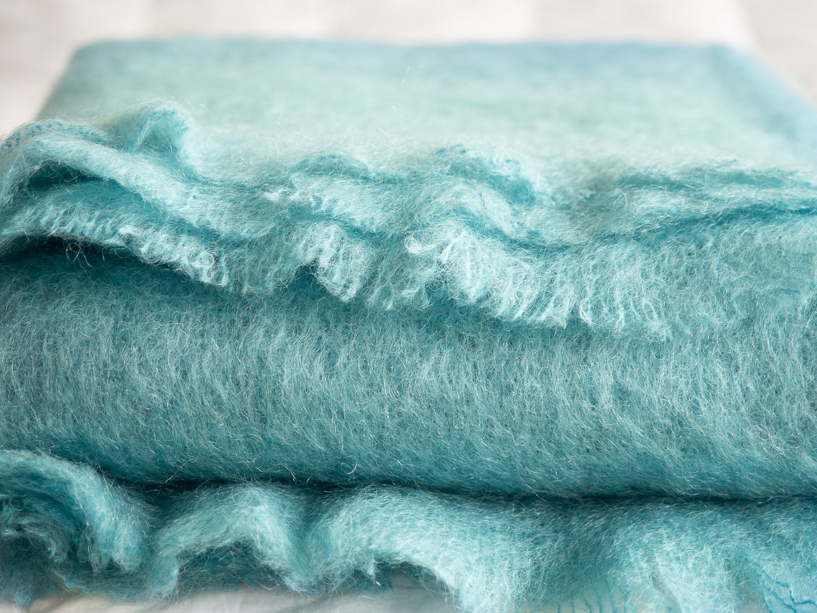 100 Mohair Throw Wool Blanket Angora Light Turquoise Etsy