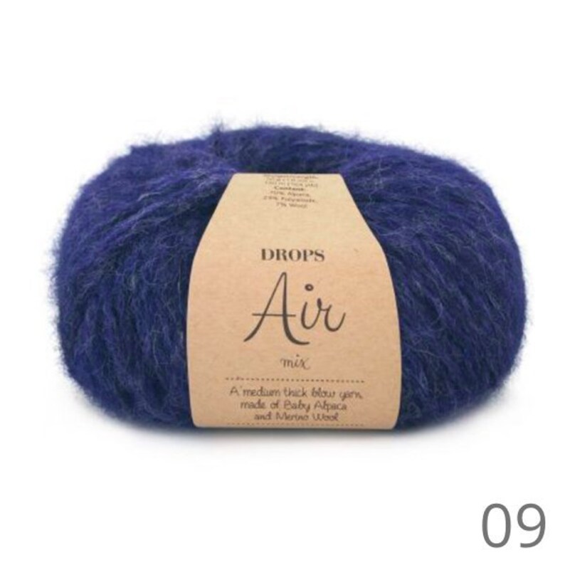 Drops Air yarn color 09 Navy Blue Baby alpaca wool blend yarn Etsy