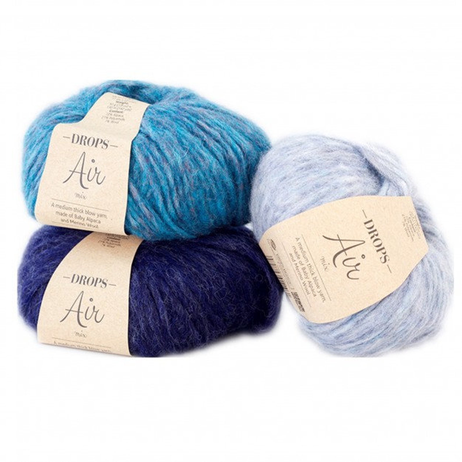 Drops Air yarn color 09 Navy Blue Baby alpaca wool blend yarn Etsy