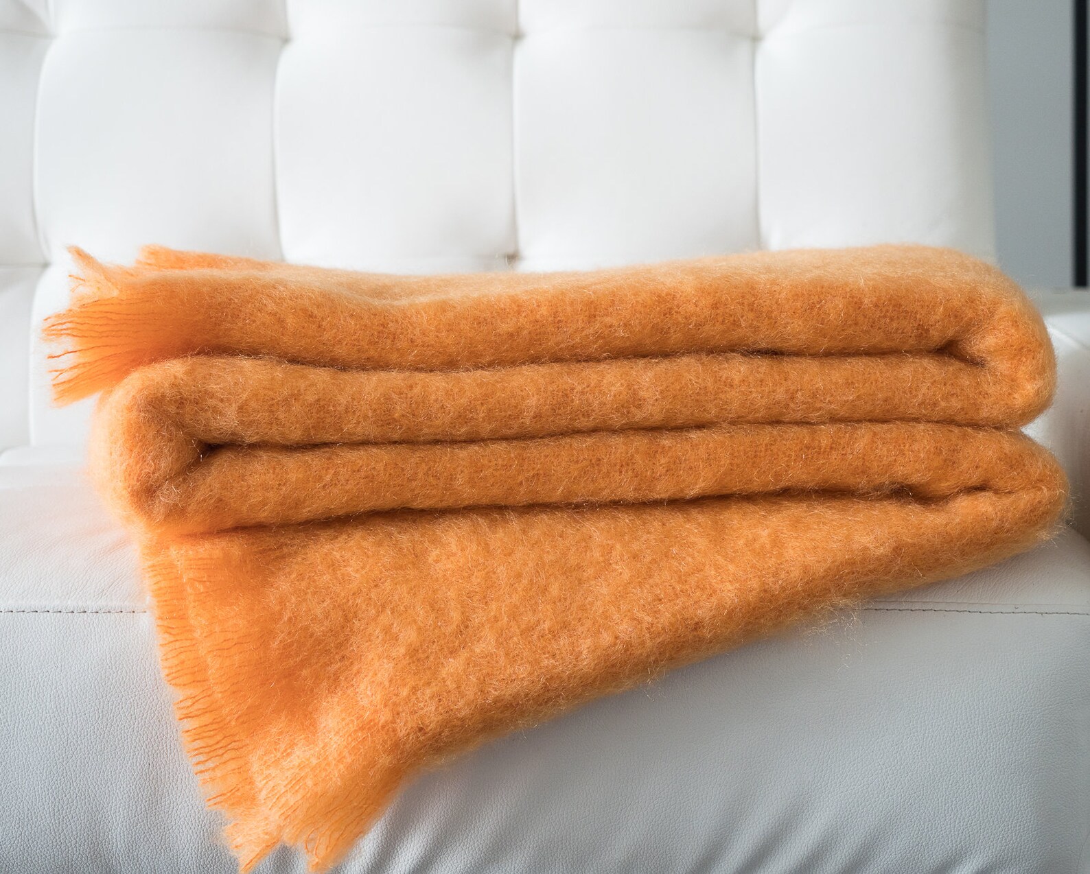 Orange mohair blanket throw Natural 100 angora wool blanket Etsy