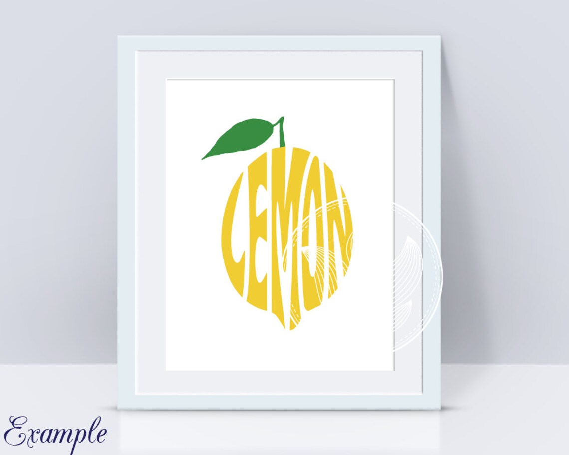 Fruits Word Art Lemon Strawberry Peach Watermelon Jpg Etsy